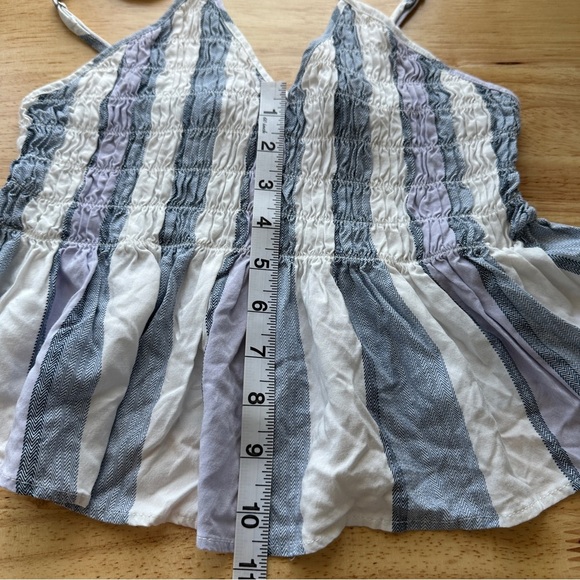 Ocean Drive White and Blue Smocked Cropped Tank Top - Picture 6 of 6